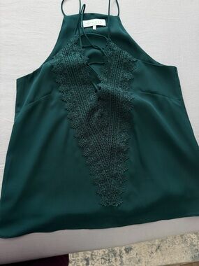 WAYF Emerald Green Lace-Front Halter Cami Top New